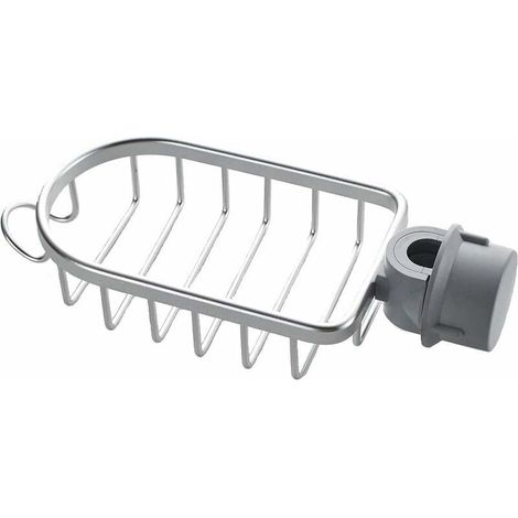 Etagère de salle de bain Étagère de douche en aluminium argenté ou noir à visser et réglable en haut (argent) (1/5)
