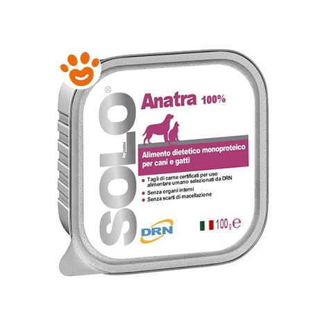 DRN Dog & Cat SOLO Anatra - DRN Dog & Cat SOLO Anatra - Vaschetta Da 100 Gr