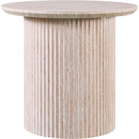 Couchtisch VAGOS – Farbe helles Eichenholz – Runder Couchtisch Ø50 cm – MDF – Modernes und natürliches Design