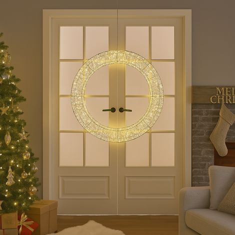 Corona natalizia tonda in metallo luminosa con LED a luce calda per decorazioni natalizie -58 cm (1/5)