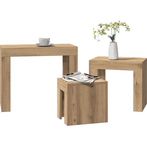 Nesting Coffee Tables 3 pcs Artisian Oak Engineered Wood vidaXL