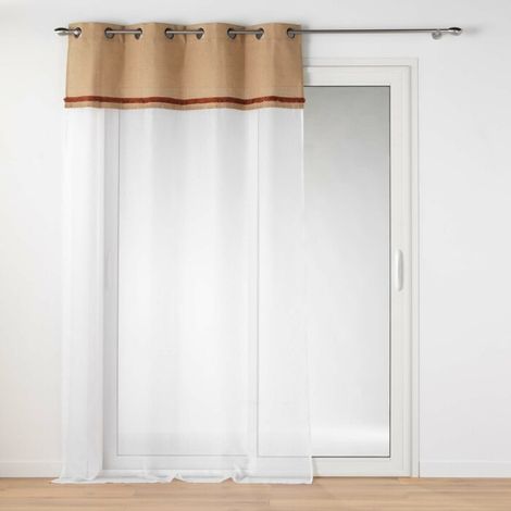 Voilage a oeillets 140 x 240 cm voile sablé + jute Malory Terracotta (1/4)