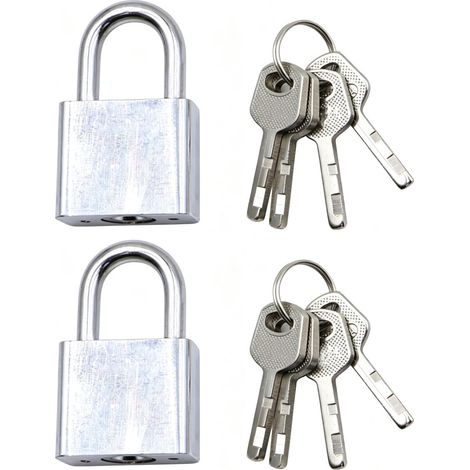 Cadenas avec Clés 2 Pack, Petit Cadenas 30mm (à Clé), Serrure pour Casier De Gym, Armoires - Argent (1/5)