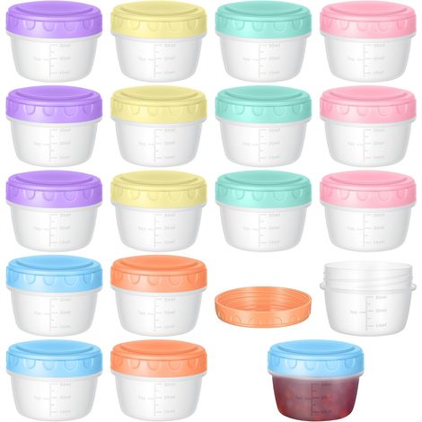 Aufbewahrungsdosen 80 ml – 18er-Pack – Lebensmittelechter Kunststoff – Skala – Für Baby und Küche – 6 Farben (1/5)