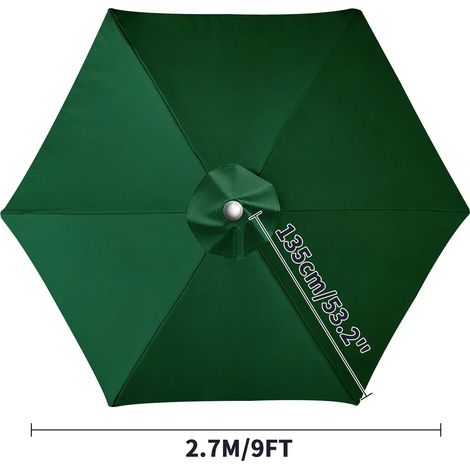 (Vert, 6 nervures, 2,7 m) Toile de rechange pour pare-soleil, imperméable, coupe-vent et résistante aux UV. (1/5)