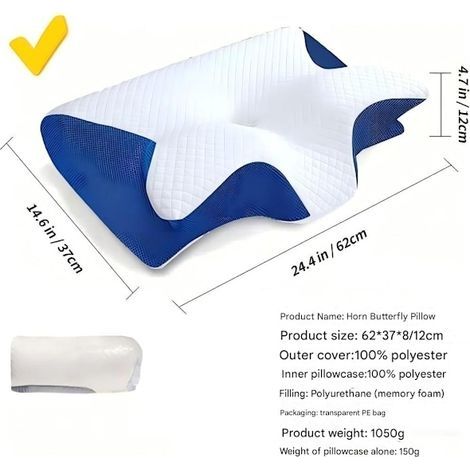 Oreiller cervical en mousse à mémoire de forme, oreiller orthopédique ergonomique 2-en-1 pour soulager les douleurs cervicales, oreiller de soutien profilé, lot de 1 (1/5)