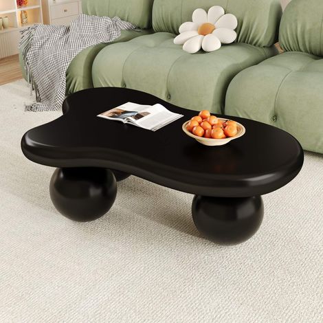 Table basse nuage noire avec LED 16 couleurs, design arrondi en MDF, meuble salon moderne, table café originale pour salon chambre enfant (1/5)