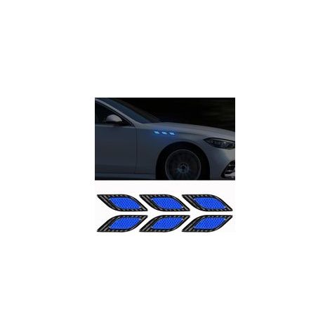 6 pièces Autocollants réfléchissants pour ailes voiture,Autocollant d'avertissement réfléchissant,bande réfléchissante anti-collision,Autocollants réfléchissants côté voiture.(Bleu) (1/5)