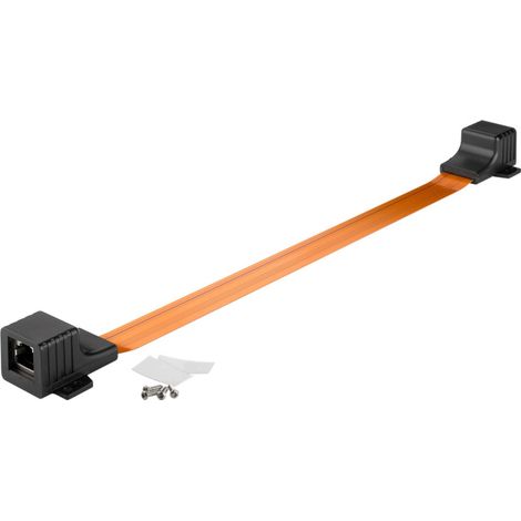 RJ45 LAN passacavo per finestra ultra-slim 0,5 m, per la posa di connessioni di rete tra i telai delle finestre. Lunghezza del Cavo 0.5 m (1/3)