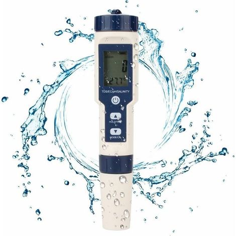 5-in-1 Digital Water Tester – Measures pH, TDS, EC, Salinity, Temperature – IP67 Waterproof for Swimming Pools, Aquariums, Hydroponics – 5 IN WATER (1/5)