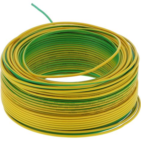 Câble électrique souple BVR-1x2,5 100 m / 328,1 pi, 19 conducteurs, cuivre rouge isolé, 450 V CA, jaune/vert (1/5)