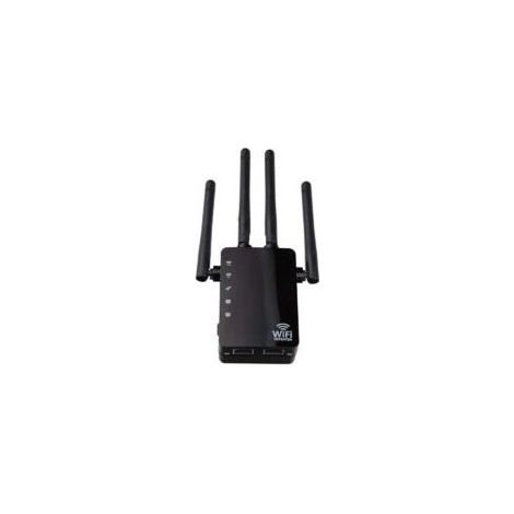 Amplificateur de signal WiFi sans fil Répéteur amélioré double bande 1 200 M Routeur haute puissance 2,4 et 5G (noir,\n90x173x70mm (1/4)