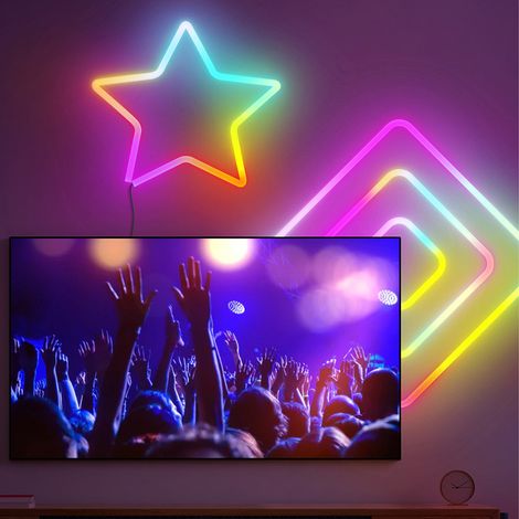 Cordon lumineux LED néon RGB IC 16 millions de couleurs graffiti WiFi Bluetooth musique bande LED pour chambre salon décoration gaming (1/5)