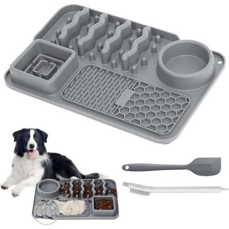 Tapis à lécher pour Chiens, Tapis Léchage Chien avec Ventouse, Gamelles pour Alimentation Lente 5 en 1, Tapis Léchage Alimentation (1/4)
