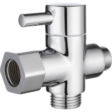 12/17 TT 3/8"-Adapter mit Umstellventil, 3-Wege-Wasserdurchflussschalter für Badezimmerdusche, Chrom