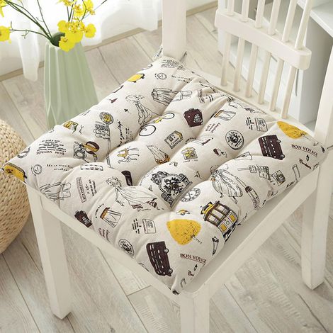 Lot de 2 Coussin de Chaise à Motifs, Assise de Chaise 40cm, Housse de Siège Intérieur/Extérieur, Tissu Lavable, Décor Varié pour Salle à Manger (1/3)