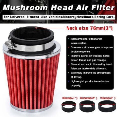 Filtre Air de Voiture Universel TTe Champignon DAdmission Calibre 60MM 635MM 70MM 76MM (1/4)