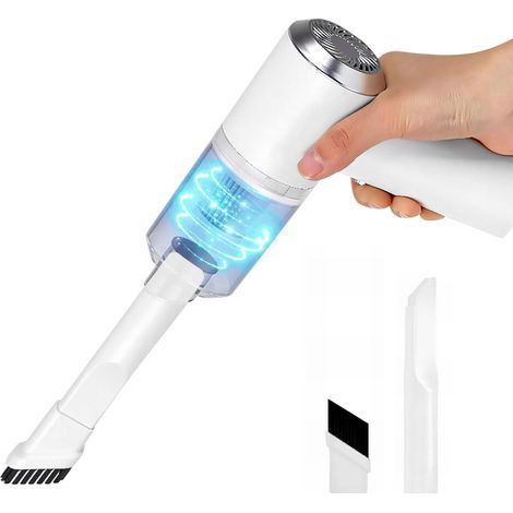 Mini-Akku-Handstaubsauger, 6000 Pa, 120 W, kleiner, leistungsstarker tragbarer Autostaubsauger für Auto und Küche, Weiß (1/5)