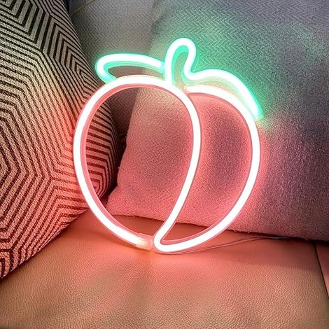 LED Neon Light Peach Color Handmade Neon Light for Wall, Room, Party, Home, Bar, Art, Bedroom, Table, Wedding, Party, Table Decoration, 3 AA Battery or USB (Peach Powder) (1/4)