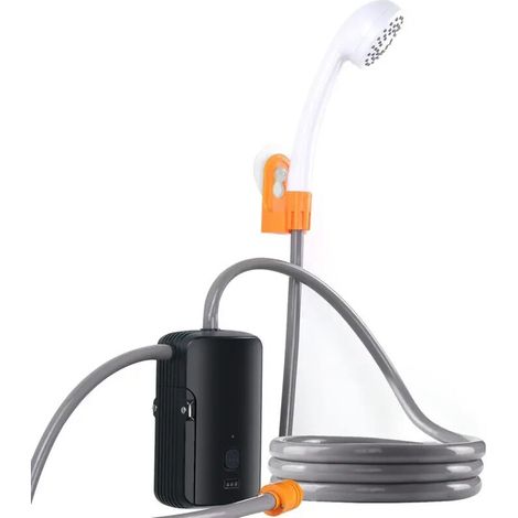 (En solde) Douche extérieure portable avec pompe électrique étanche et 2 niveaux de débit, idéale pour le camping, la randonnée, les voyages et le bain des animaux.