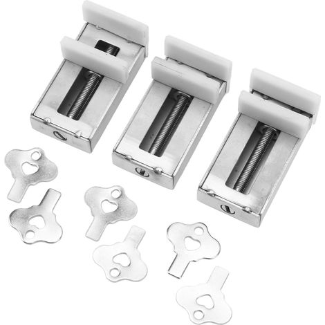 Schiebefensterverriegelung aus Edelstahl, einbruchsicher, mit Zug- und Druckstopp, 3er-Set, für Badezimmer und Schlafzimmer (1/5)