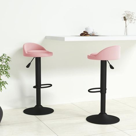 vidaXL Tabourets de bar lot de 2 rose velours (1/5)