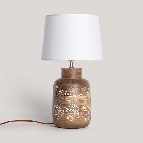 Tischlampe Holz Akash ILUZZIA Weiß