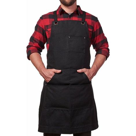 Professionelle Schweißerschürze für Herren aus Leder, strapazierfähige Schweißerschürze mit flammhemmender Beschichtung und schwarzer Oberfläche, 86 x 68 cm (1/4)