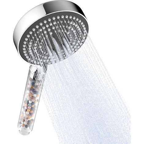 Pommeau de Douche Anti Calcaire, Pomme de Douche avec 6 Modes de Jet, Pommeau Douche Filtrant, Douchette Economie d'eau, Grande XXL(Φ130mm), Panneau Avant Gris (1/5)