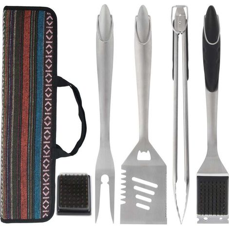 Herramientas para barbacoa - Accesorios para barbacoa de acero inoxidable extra grueso de primera calidad - Juego de barbacoa portátil - Ideal para cumpleaños y Navidad para hombres y mujeres (1/5)