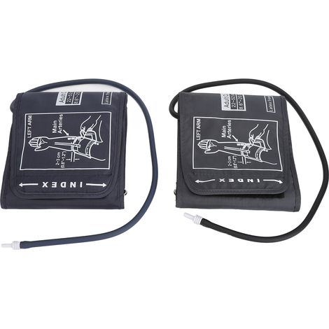 Lot de 2 Brassards de Rechange pour Tensiomètre, Grande Taille Ajustable avec Anneau en D, Tour de Bras 22-52 cm, Noir et Bleu Foncé (1/5)