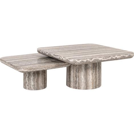 Table basse effet travertin gris en duo - gris effet travertin (1/5)