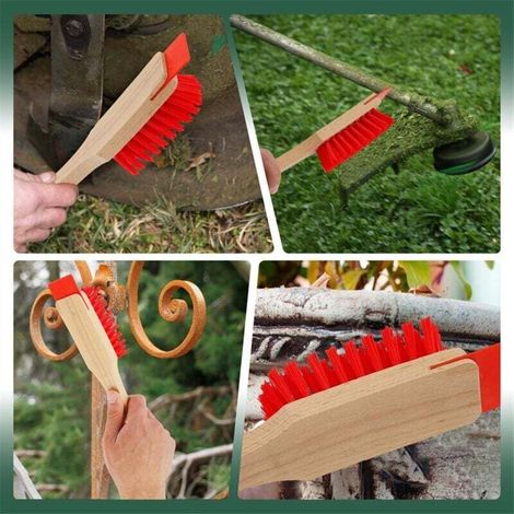 Grattoir de Tondeuse à Manche Long Ergonomique Brosse Dure pour Nettoyage Gazon