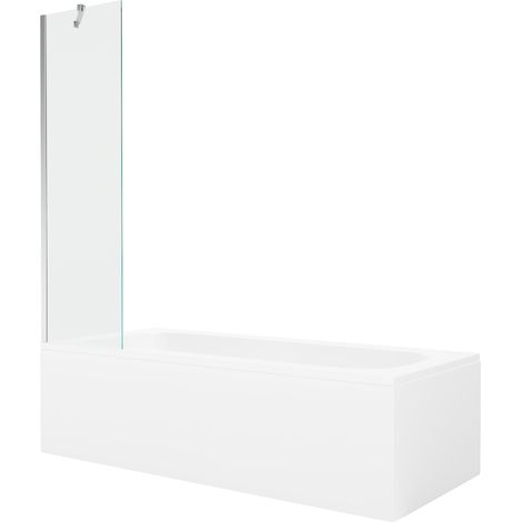 Baignoire rectangulaire Mexen Vega 170 x 70 cm avec habillage et paroi 1 volet 50 cm, transparent, chrome - 550117070X950500000 (1/5)
