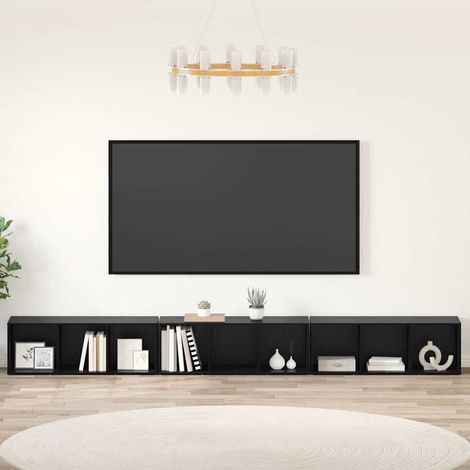 Conjunto de mueble de TV 3 pcs Roble Negro Madera de ingeniería vidaXL (1/5)