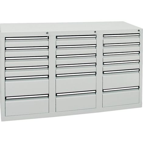 Stumpf Schubladenschrank Serie STS 410, 18 Schubladen lichtgrau (12x100, 6x200mm) (1/5)