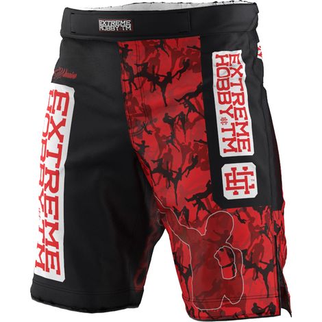 Grappling-Shorts für Kinder, roter Warrior 140, schwarz