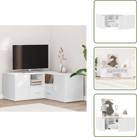The Living Store Armoire d'angle blanc 160x40x45 cm bois d’ingénierie - Meuble D'angle - Armoire Blanche - Rangement Intérieur - Bibliothèque Murale - Commode Moderne (1/5)