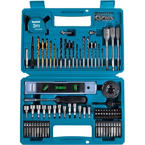 Makita 101 Piece Power Drill Bit Set Screwdriver Set - Holesaw Masonry HSS PZ2 +