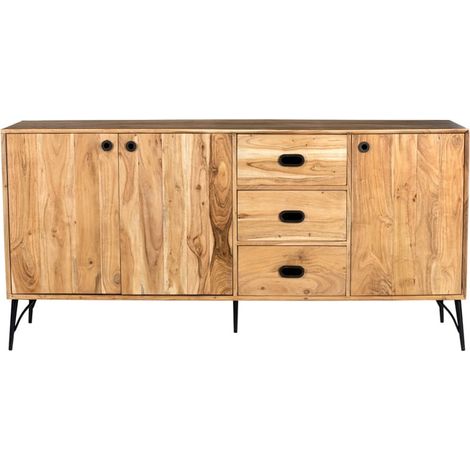 Buffet bois clair industriel SERENA 175cm - 175x45x85 cm - Kayu Meuble (1/5)