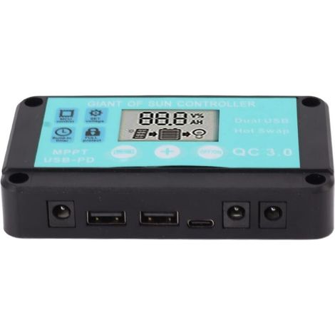 Contrôleur De Charge Solaire - MPPT 30 A - 12 V / 24 V Auto-adaptatif - Double Sortie USB - Affichage LCD - Pour Usage Domestique Et Industriel - 1 Pièce (1/5)