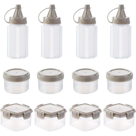 Bouteille À Sauce Mini - 12 Pièces - Couvercle Étanche - Pour Assaisonnement Salade Barbecue Pique-Nique - Plastique Alimentaire (1/5)