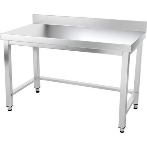Table de travail en inox 1600 x 500 mm adossée avec renfort PREMIUM - GOLDINOX (1/4)