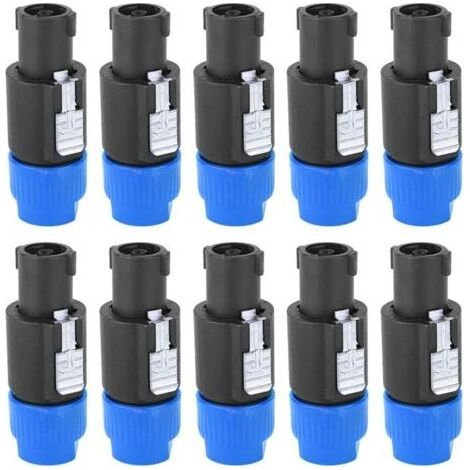 Connecteur de haut-parleur audio 10pcs C NL4FC Connecteur de câble de bougie Speakon (bleu) étanche à 4 broches (bleu) (1/5)