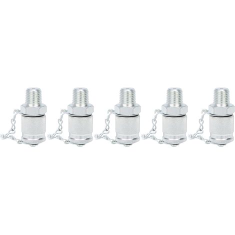 5 adaptateurs de test hydraulique, raccords de test de filetage, connecteurs de mesure de pression PT/PPTNPT1/4 (1/5)