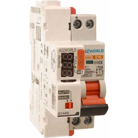 MCB Interruttore Magnetotermico Con Riarmo Automatico, Curva C 1P+N 2M 6000A AC 230V PN8H, 3 Tentativi (10s/60s/300s), Corrente Disponibili 2A 3A 4A 5A 6A 10A 13A 16A 20A 25A 32A (C10A)