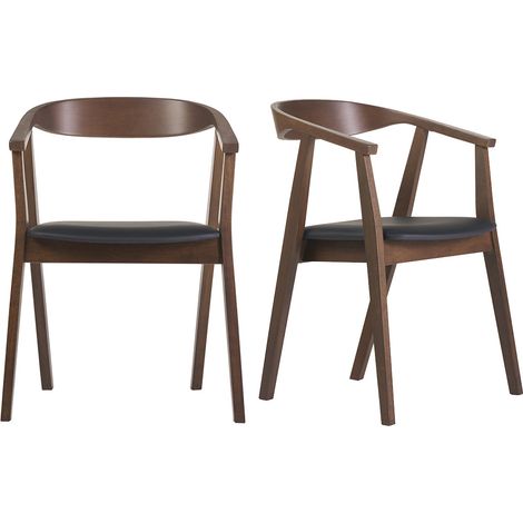 Skandinavische Designstühle in Schwarz und Dunkelholz (Set von 2) BAHIA