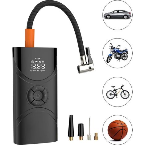 Compresseur d'air portable pour gonfleur de pneu, pompe à air 150 psi avec manomètre à affichage numérique et lampe de poche, batterie intégrée 9000 mAh, pompe à air pour pneus de voiture, vélo, moto (1/5)