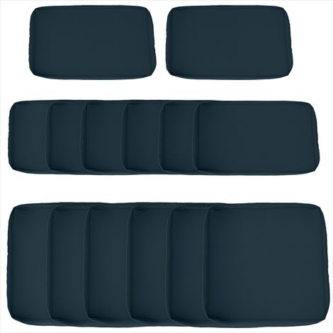Housse de coussin extérieur Lot de 14 en polyester bleu (1/5)