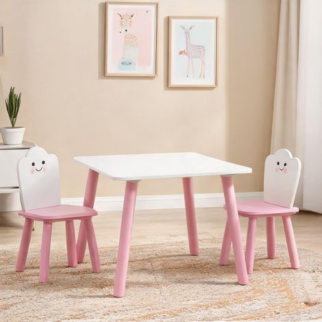 Ensemble table et chaises enfant rose 60 x 60 x 44 cm (1/5)